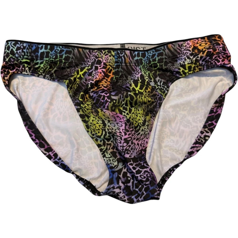 2(X)IST Mens Rainbow Leopard Print Briefs Multicolor Animal Print Size L Large